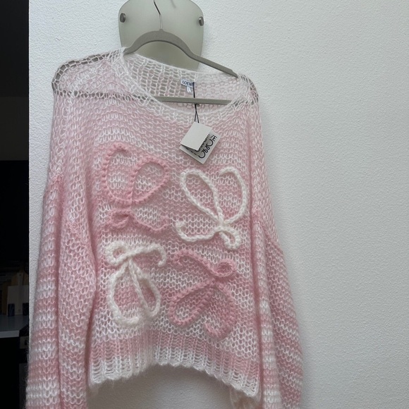 Loewe Pink and White Knit Sweater